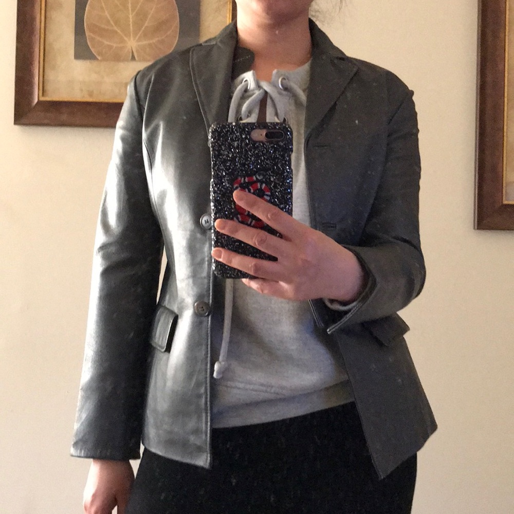 Vintage grey Leather jacket - Picture 7 of 9